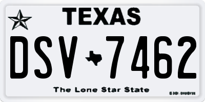 TX license plate DSV7462