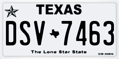 TX license plate DSV7463