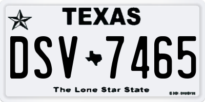 TX license plate DSV7465