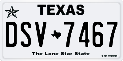 TX license plate DSV7467