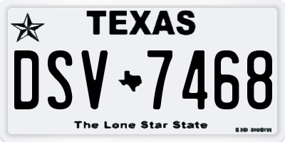 TX license plate DSV7468