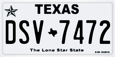 TX license plate DSV7472