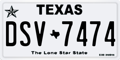 TX license plate DSV7474