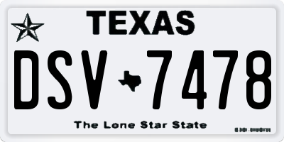 TX license plate DSV7478