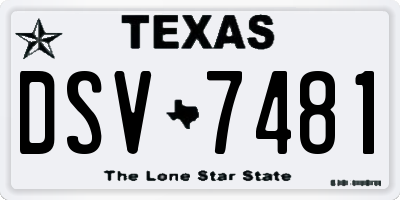 TX license plate DSV7481
