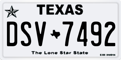 TX license plate DSV7492