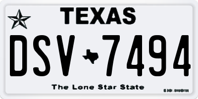 TX license plate DSV7494