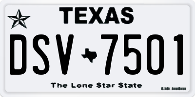 TX license plate DSV7501