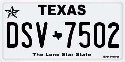 TX license plate DSV7502
