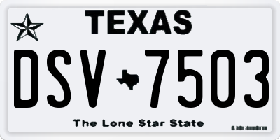 TX license plate DSV7503