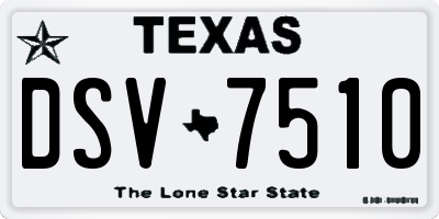 TX license plate DSV7510