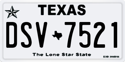 TX license plate DSV7521