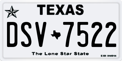 TX license plate DSV7522