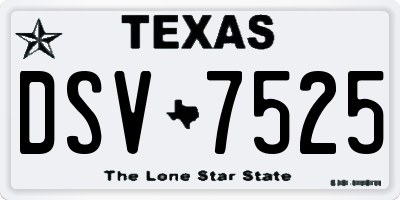 TX license plate DSV7525