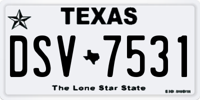 TX license plate DSV7531