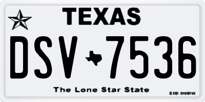 TX license plate DSV7536