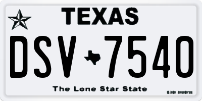 TX license plate DSV7540