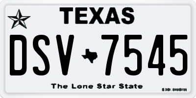 TX license plate DSV7545