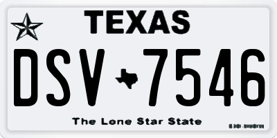 TX license plate DSV7546