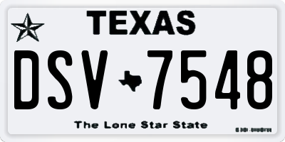 TX license plate DSV7548