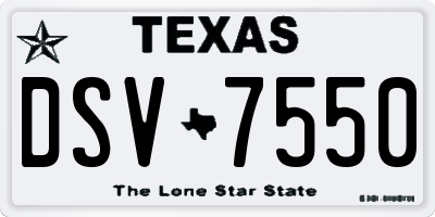 TX license plate DSV7550