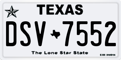 TX license plate DSV7552