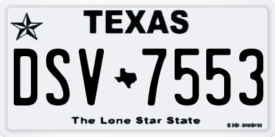 TX license plate DSV7553