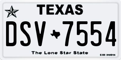 TX license plate DSV7554