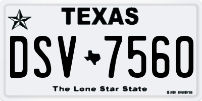 TX license plate DSV7560
