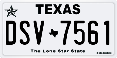 TX license plate DSV7561