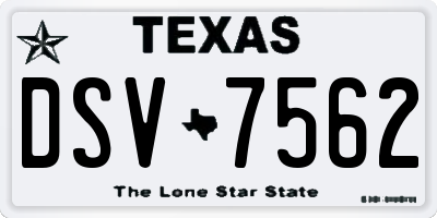 TX license plate DSV7562