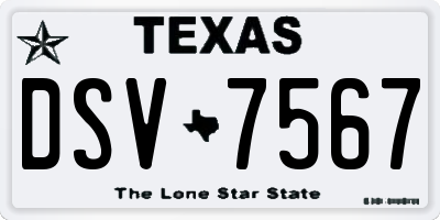 TX license plate DSV7567