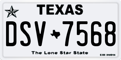TX license plate DSV7568