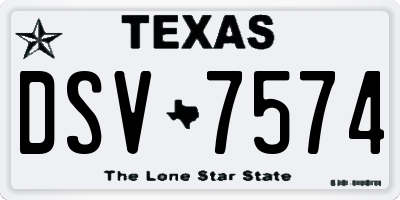 TX license plate DSV7574