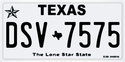 TX license plate DSV7575