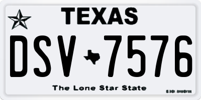 TX license plate DSV7576
