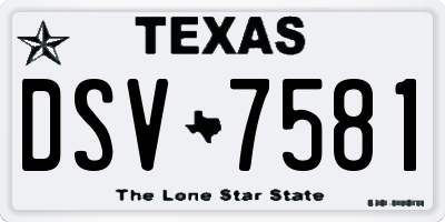 TX license plate DSV7581
