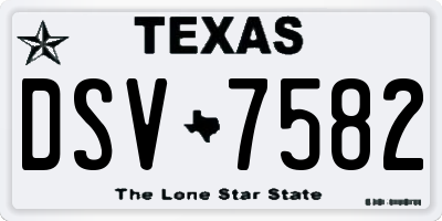 TX license plate DSV7582