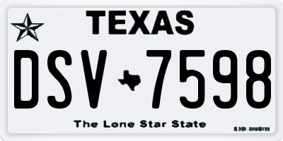 TX license plate DSV7598