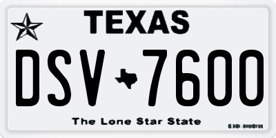 TX license plate DSV7600