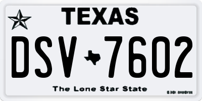 TX license plate DSV7602