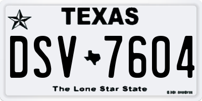 TX license plate DSV7604