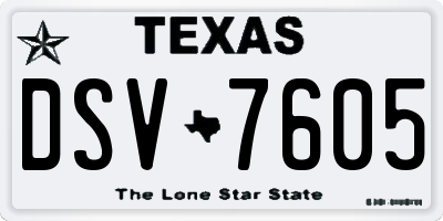 TX license plate DSV7605