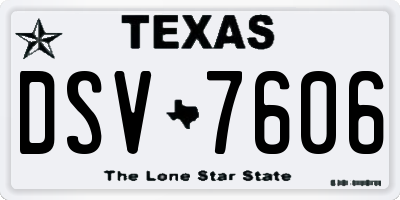 TX license plate DSV7606