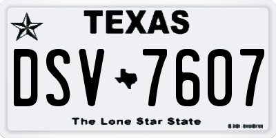 TX license plate DSV7607