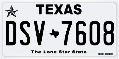 TX license plate DSV7608