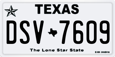 TX license plate DSV7609