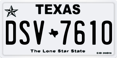 TX license plate DSV7610