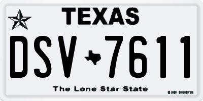 TX license plate DSV7611