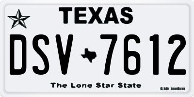 TX license plate DSV7612